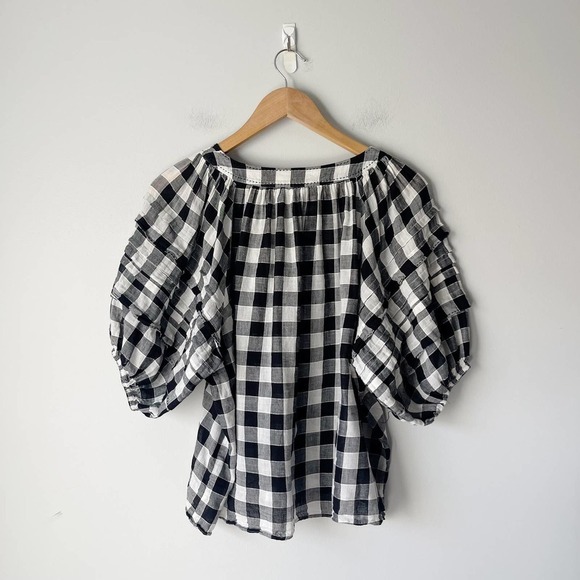 The GREAT Women's Carriage Gingham Blouse Black White Size 1 - Picture 4 of 6